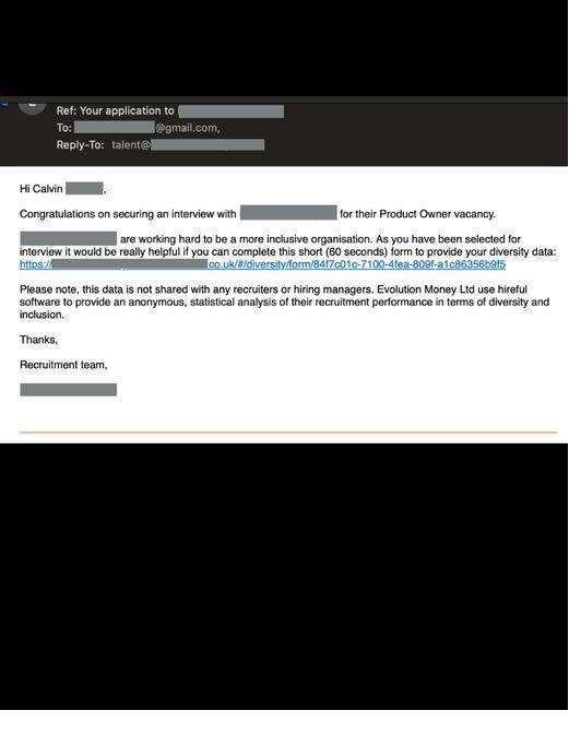 Interview invitation email for a Product Owner role